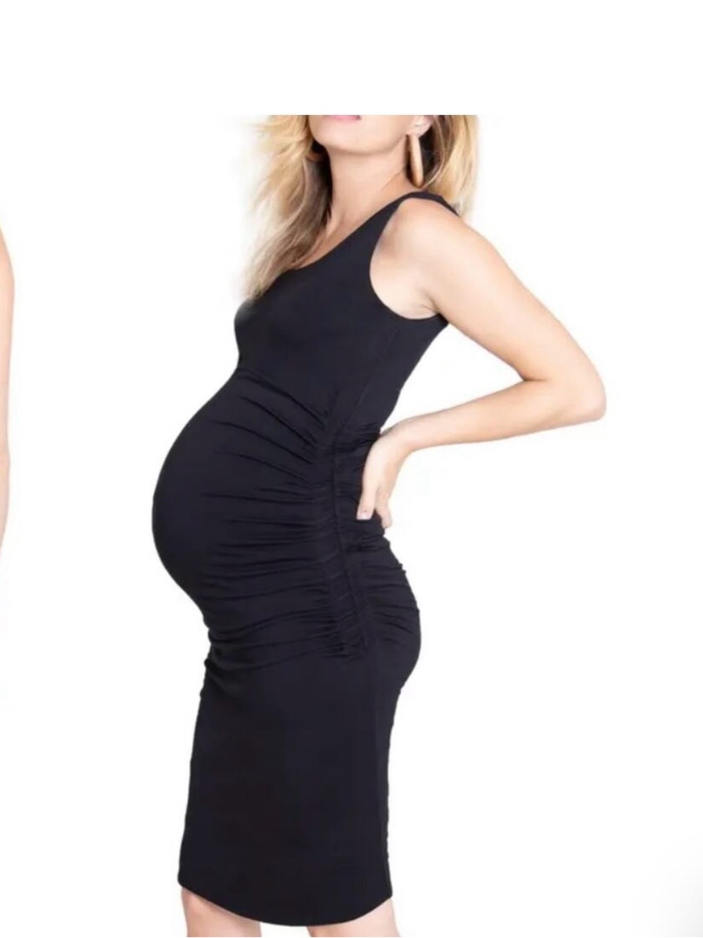Maternity Ruched Tank Midi Dress - Black XL